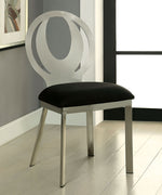 Orla 2 Silver Side Chairs w/ Black Fabric Seat