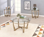 Orlando II Gold Metal Tube & Clear Glass End Table