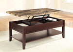 Orton Brown Wood Coffee Table with Lift Marble Top