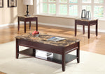 Orton Brown Wood End Table with Marble Top