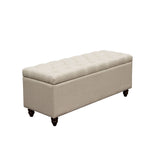 Park Ave Desert Sand Linen Lift-Top Storage Bench