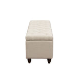 Park Ave Desert Sand Linen Lift-Top Storage Bench