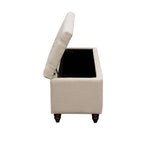 Park Ave Desert Sand Linen Lift-Top Storage Bench