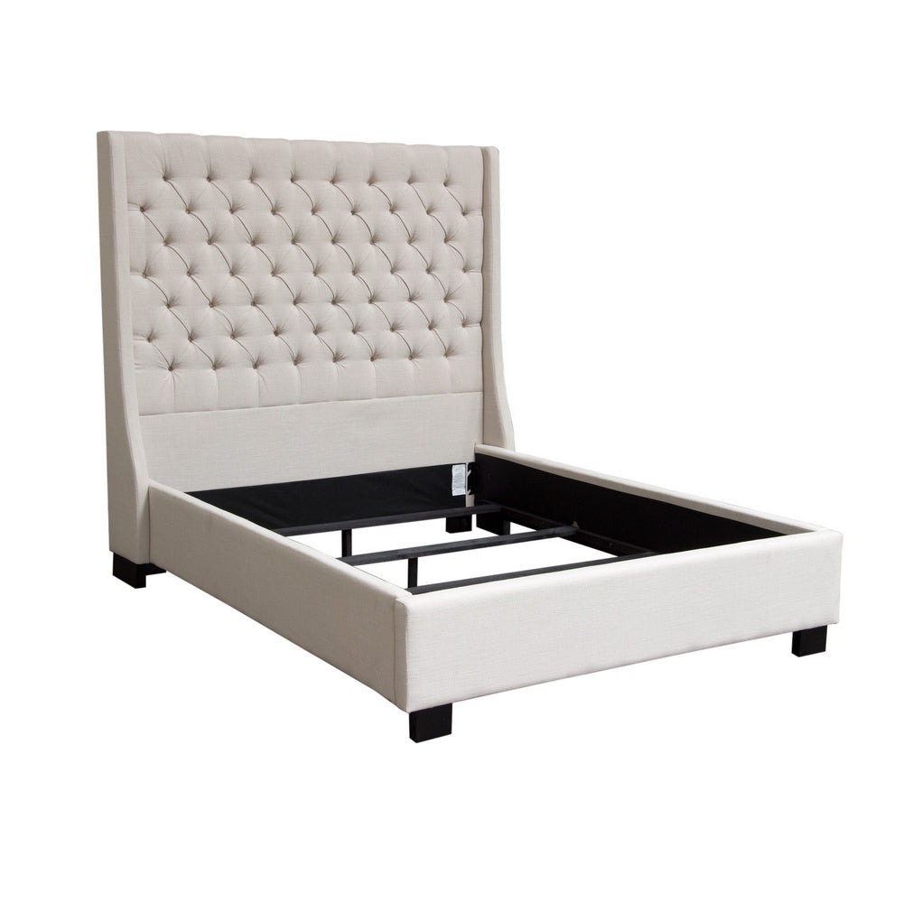 Park Avenue Desert Sand Linen Tufted Queen Bed