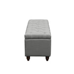 Park Avenue Grey Linen Tufted Lift-Top Storage Bench