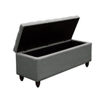 Park Avenue Grey Linen Tufted Lift-Top Storage Bench