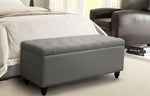 Park Avenue Grey Linen Tufted Lift-Top Storage Bench