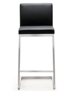 Parma 2 Black Vegan Leather/Steel Counter Stools