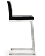 Parma 2 Black Vegan Leather/Steel Counter Stools