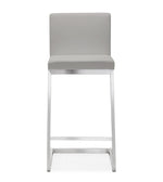 Parma 2 Light Grey Vegan Leather/Steel Counter Stools