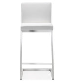 Parma 2 White Vegan Leather/Steel Counter Stools