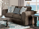 Pauline Brown Linen-Like Fabric Loveseat