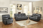 Pecos Gray Leather Gel Match Manual Recliner Loveseat