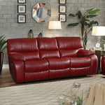 Pecos Red Leather Gel Match Manual Double Recliner Sofa