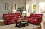 Pecos Red Leather Gel Match Manual Recliner Loveseat