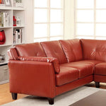 Peever Mahogany Red Leatherette Sectional Sofa