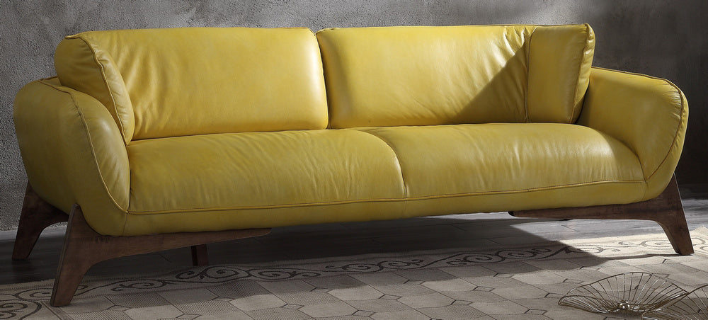 Pesach Mustard Leather 2-Seat Sofa (Oversized)