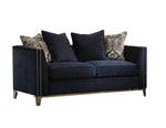 Phaedra Blue Fabric Loveseat with 4 Pillows