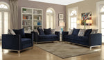 Phaedra Blue Fabric Loveseat with 4 Pillows