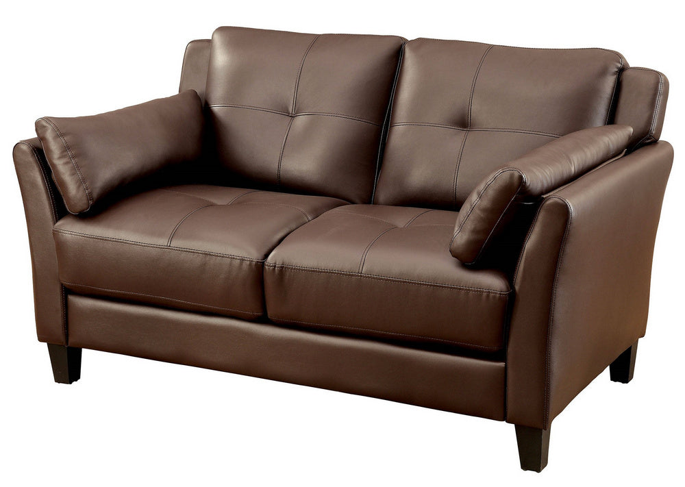 Pierre Brown Leatherette Loveseat