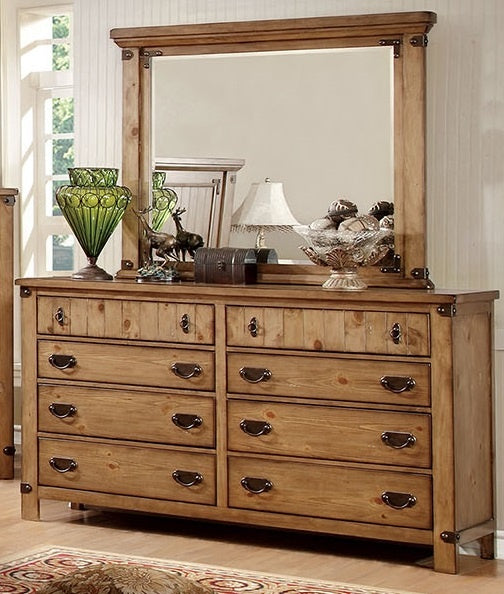 Pioneer Weathered Elm Dresser with Mirror