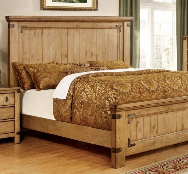 Pioneer Weathered Elm Finish King Platform Bed