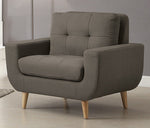 Deryn Gray Fabric Chair with Curved Arms