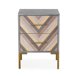 Quinn Grey Wood 2-Drawer Side Table