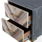 Quinn Grey Wood 2-Drawer Side Table