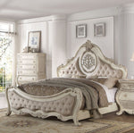 Ragenardus Antique White Fabric/Wood Queen Bed