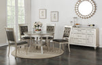 Raimonda Silver Wood Round Dining Table with Glass Insert