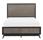 Raku Gray & Black Wood Full Bed with Storage