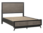 Raku Gray & Black Wood Full Bed with Storage