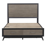 Raku Gray & Black Wood Full Bed with Storage