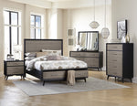 Raku Gray & Black Wood Full Bed with Storage