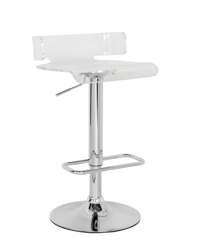 Rania Clear Acrylic/Chrome Metal Adjustable Stool