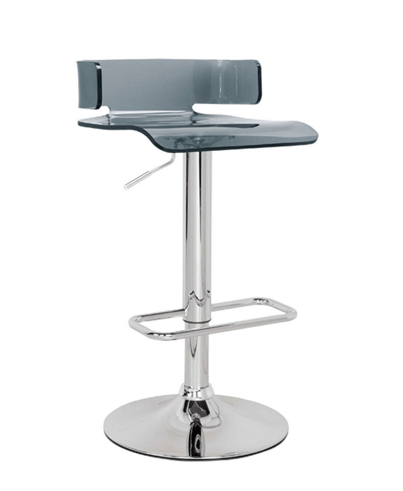 Rania Gray Acrylic Resin/Chrome Metal Adjustable Stool