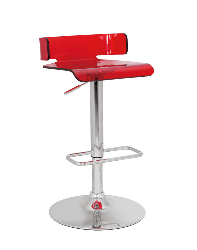 Rania Red Acrylic Resin/Chrome Metal Adjustable Stool