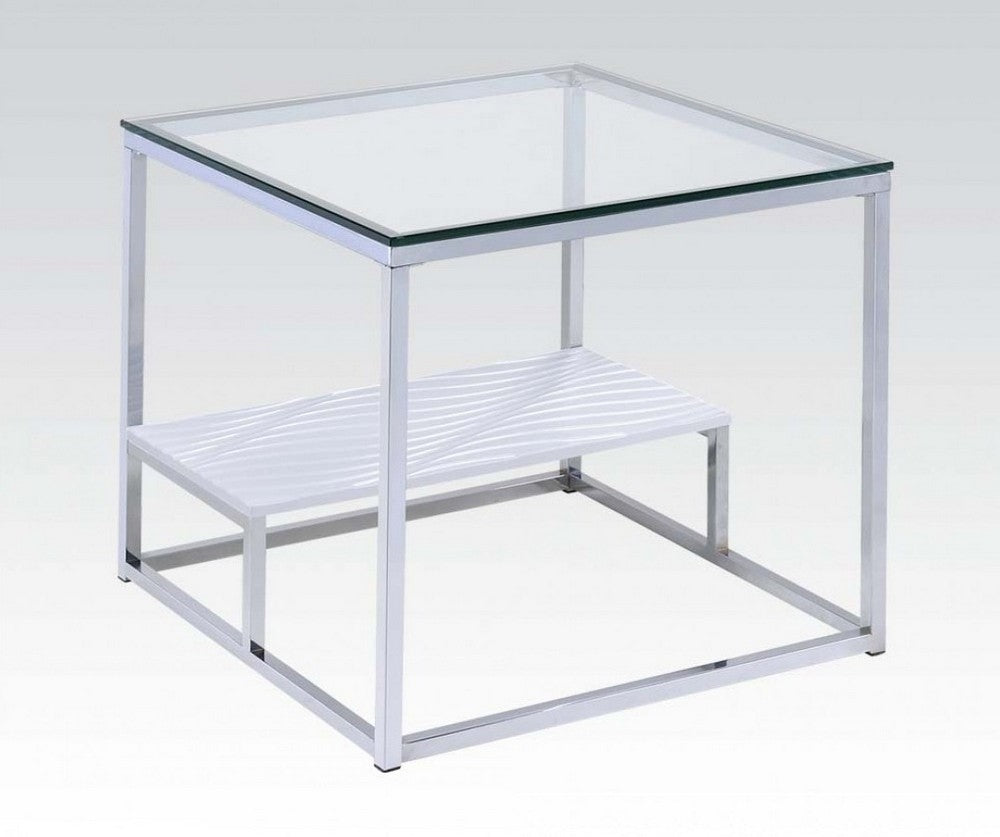 Ruben Chrome & Clear Glass Square End Table