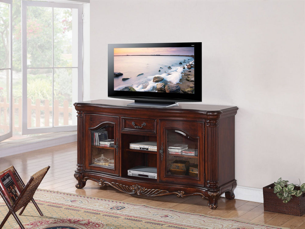 Remington Brown Cherry Wood TV Stand with 2 Doors & 1 Drawer