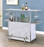 Rianna White Faux Marble/Chrome Bar Table