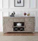 Rocky Gray Oak Wood Server with 3 Drawers & 2 Doors