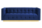 Roma Navy Velvet Button Tufted Sofa