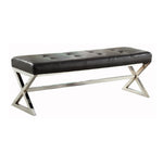 Rory Black Bonded Leather/Metal Bench