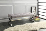 Rory Gray Fabric Upholstered Bench with Metal Base