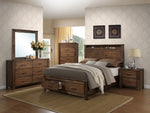 Rosalinda Natural Wood Cal King Bed with Shelf &-Drawers