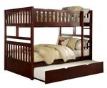 Rowe Dark Cherry Wood Full Bunk Bed with Twin Trundle