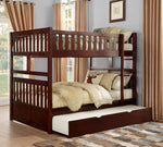 Rowe Dark Cherry Wood Full Bunk Bed with Twin Trundle