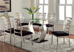 Roxo 2 Silver Metal/Black Fabric Side Chairs