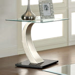 Roxo Contemporary Silver Glass/Metal End Table